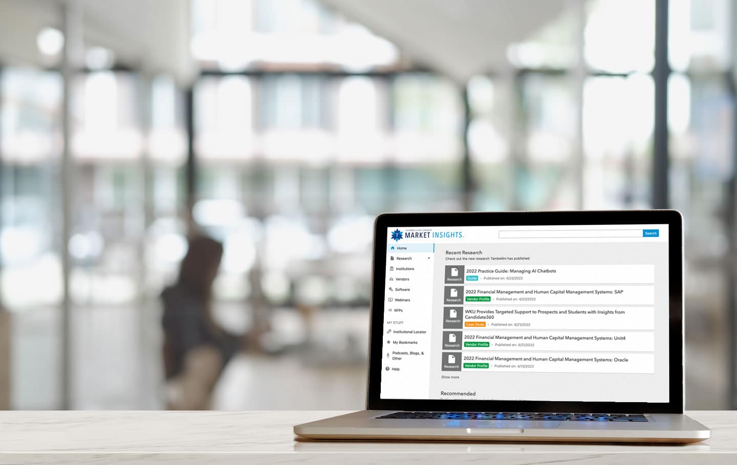 laptop displays Market Insights member portal