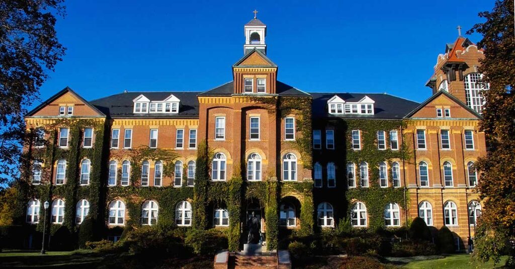 Saint Anselm College Alumni Hall in the sun