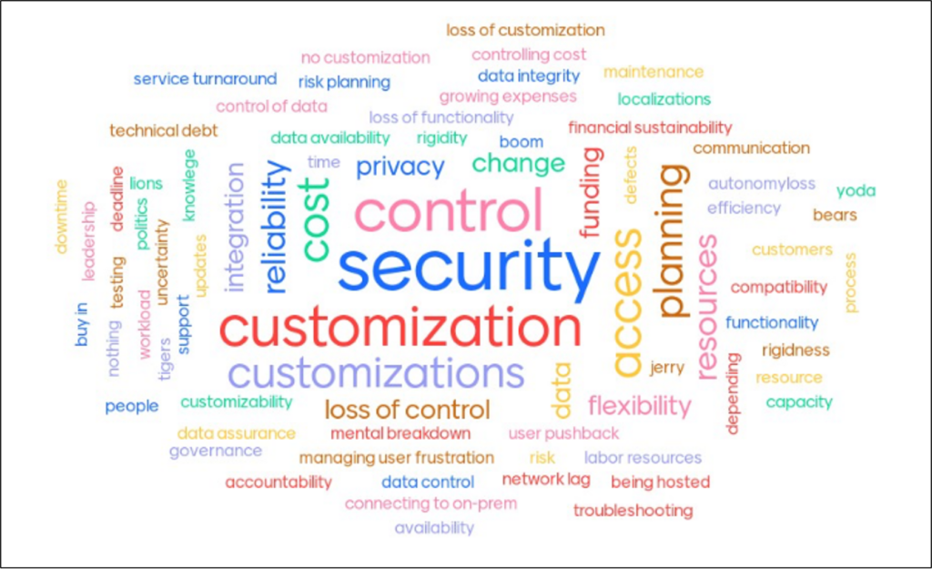 word cloud of significant risks with move to the cloud