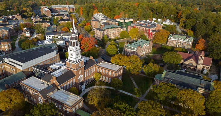 aerial view of Dartmouth Campus in fall