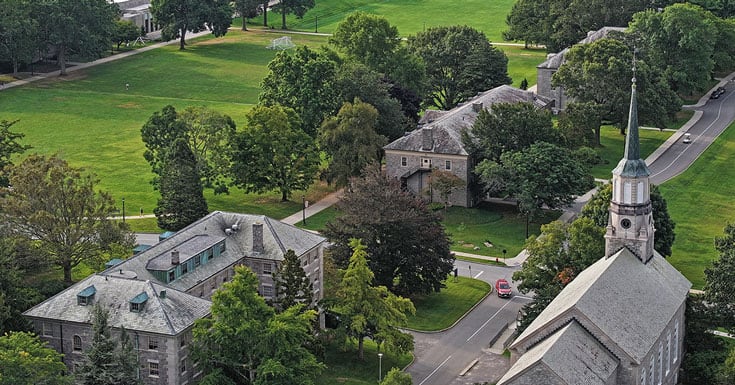 Aerial view of the Connecticut College campus