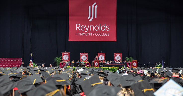 Reynolds graduates facing the stage at convocation