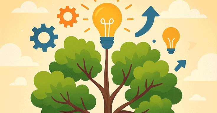 illustration of a tree growing into a lightbulb