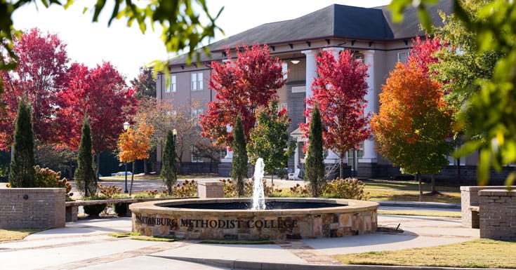Fall view of Sparrow Hall at Spartanburg Methodist Collage