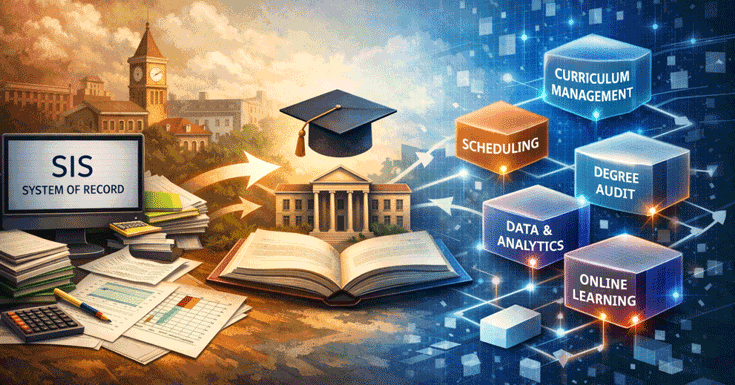 Illustration of the academic operations tech ecosystem in higher education