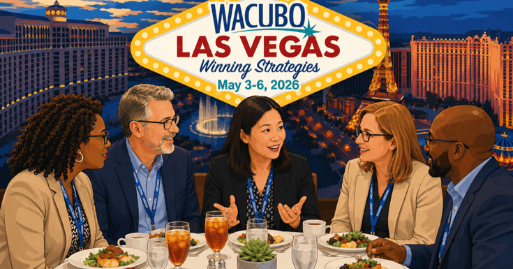 illustration of business officers from colleges and universities gathering at WACUBO 2026