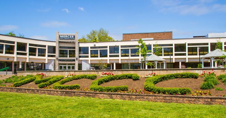 Mercer County Community College's West Windsor Campus in spring