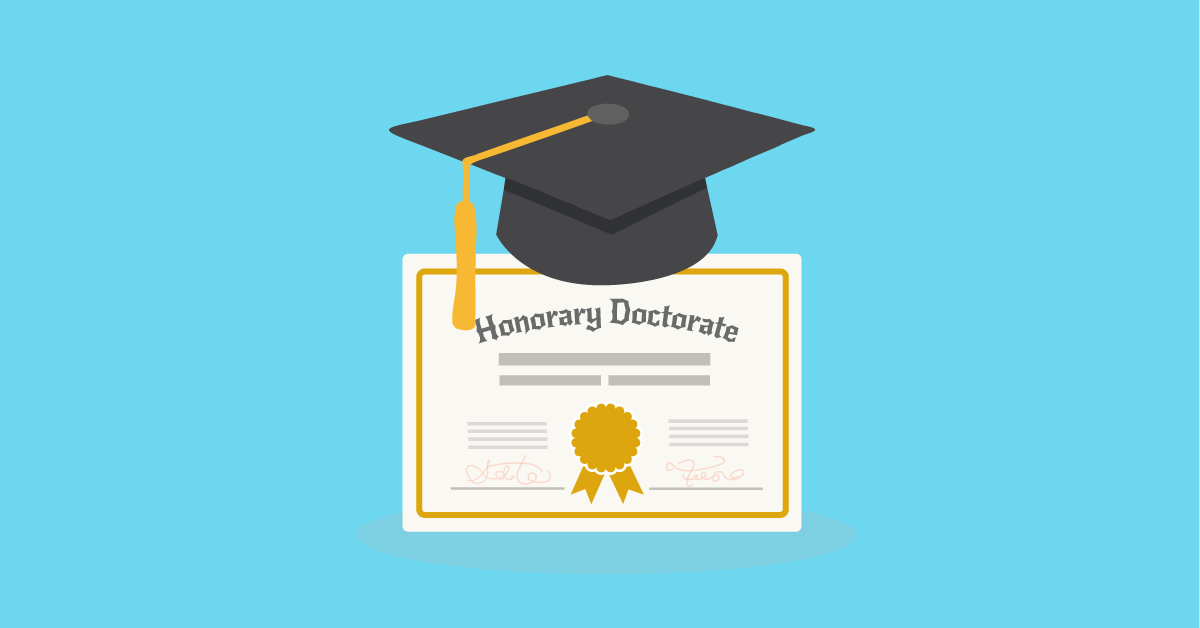 Illustration of graduation cap and honorary degree